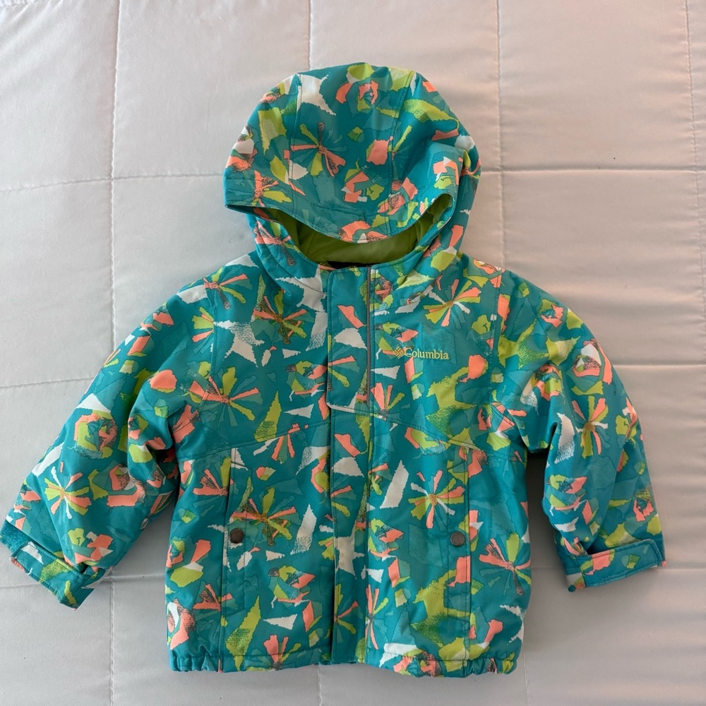 Adorable Columbia Sportswear Toddler Floral Hooded Jacket Blue/Pink/Green | 2T